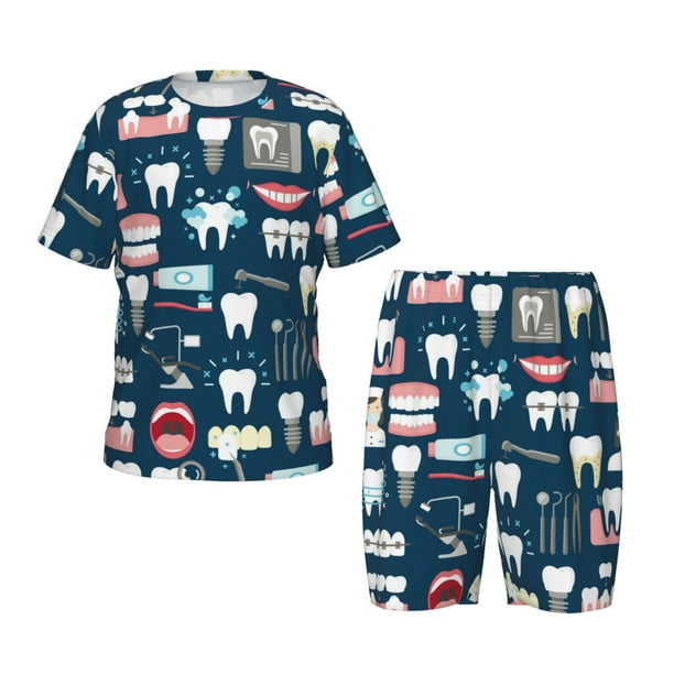 Balery Dental Conjunto de Pijama Infantil de Manga Corta con Estampado – Ropa de Dormir de Algodón Suave-Small