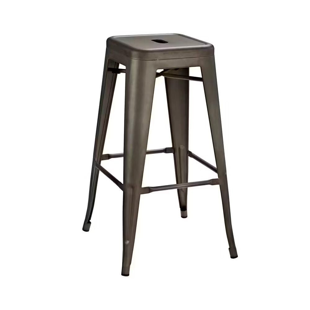 Heavenly Collection Gunmetal Metal Counter Stool