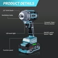 thumbnail image 3 of 550N.m Cordless Impact Wrench, 6 Speed, 1/2 Inch 406ft-lb Electric Impact Gun, High Torque Brushless Motor, 0 to 3300 RPM,2x4.0A Batteries,21 Accessories, 3 of 15