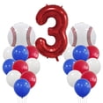 thumbnail image 1 of Set de globos con temática de béisbol, 22 unidades, con número 3 rojo, para fiesta, 1 of 1