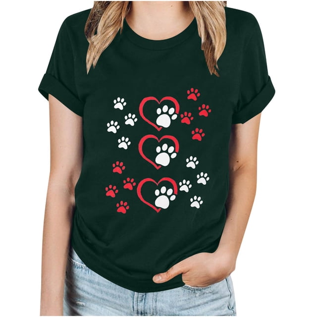 Fiudx Camisas para Mujer Tops con Estampado de Moda para Mujer, Blusa de Manga Corta, Camisetas Divertidas con Cuello Redondo