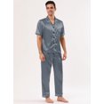 thumbnail image 3 of Unique Bargains Men's Button Down Satin Pajama Sets Short Sleeves Nightwear X-Large Silver Gray, 3 of 5