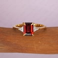 thumbnail image 2 of Octagon Cut Garnet Dainty Stacking Band Ring, Tringle Diamond Bridal Handmade Ring, 925 Starling Silver Wedding Ring, Three Gemstone Ring, Minimalist Anniversary Ring, Gift For Mom,, 2 of 3