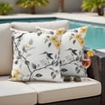 thumbnail image 2 of Outdoor Pillow Cover Yellow Flowers Gray Leaves Set of 2 Waterproof Throw Pillowcases Bird Plant Decorative Patio Furniture Pillows for Couch Garden Indoor & Outdoor Use, 2 of 9