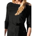 thumbnail image 4 of Cilcicy Women Strapping Elegant Lace Up Slash Neck Slim Fit Short Length Dress, 4 of 4