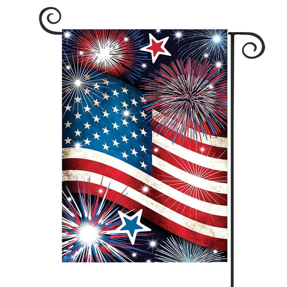 DMERBYL Stars and Stripes Patriotic Garden Flag Fireworks 12.5" x 18"