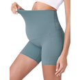 thumbnail image 2 of Pantalones cortos de yoga de maternidad para mujer sobre el vientre, entrenamiento de verano, pantalones cortos activos para correr (L) Rojo Verde, 2 of 5