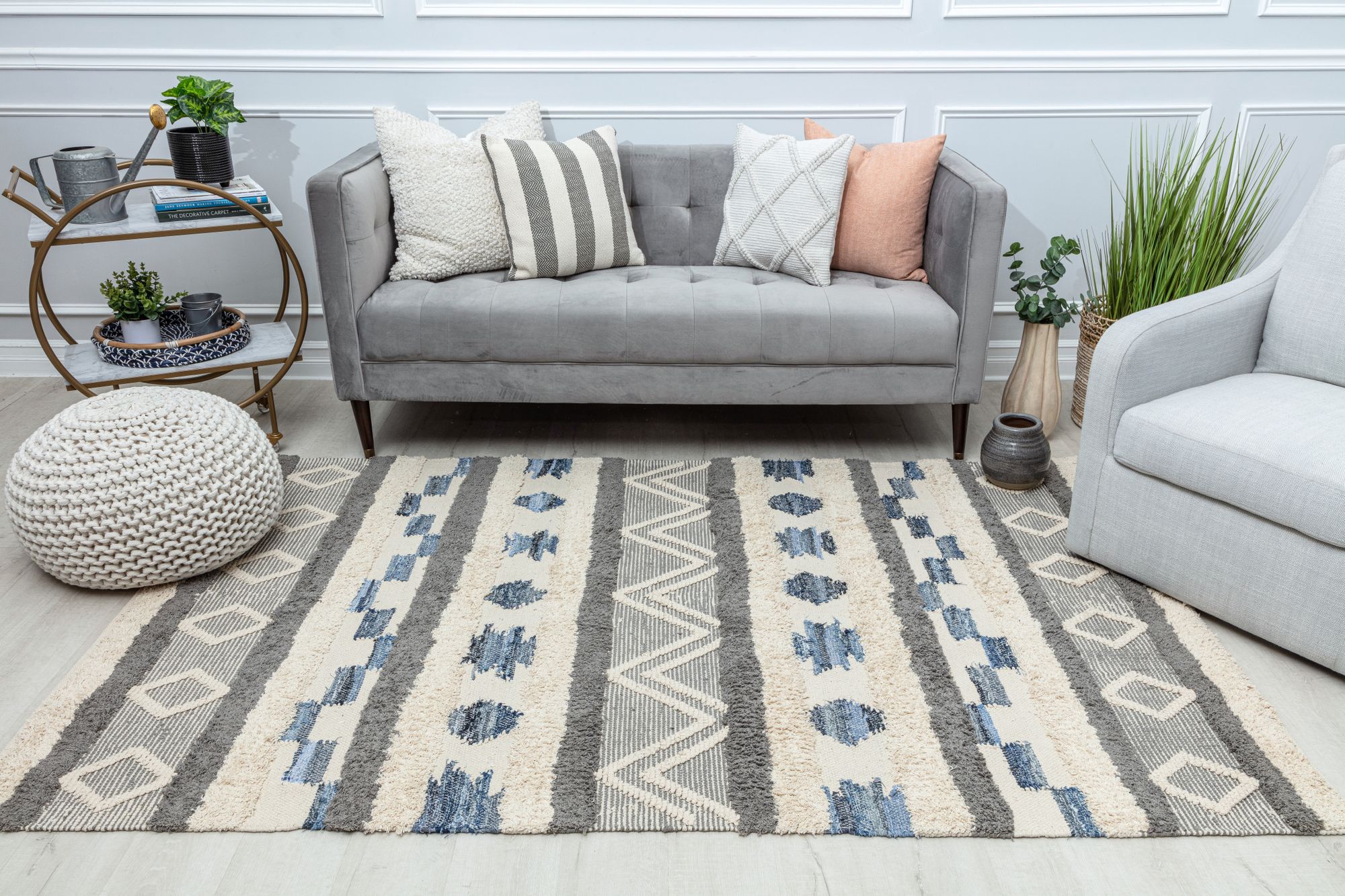 Rugs America YV10A Eternal Tribal Moroccan Gray Area Rug, 8'0"x10'0"