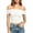 #0573-White, variant on Women's Tops Off Shoulder Ruched Crop Tops Casual Night Out Vibe Lightweight Stretchy Slim Fit Blouses Gift