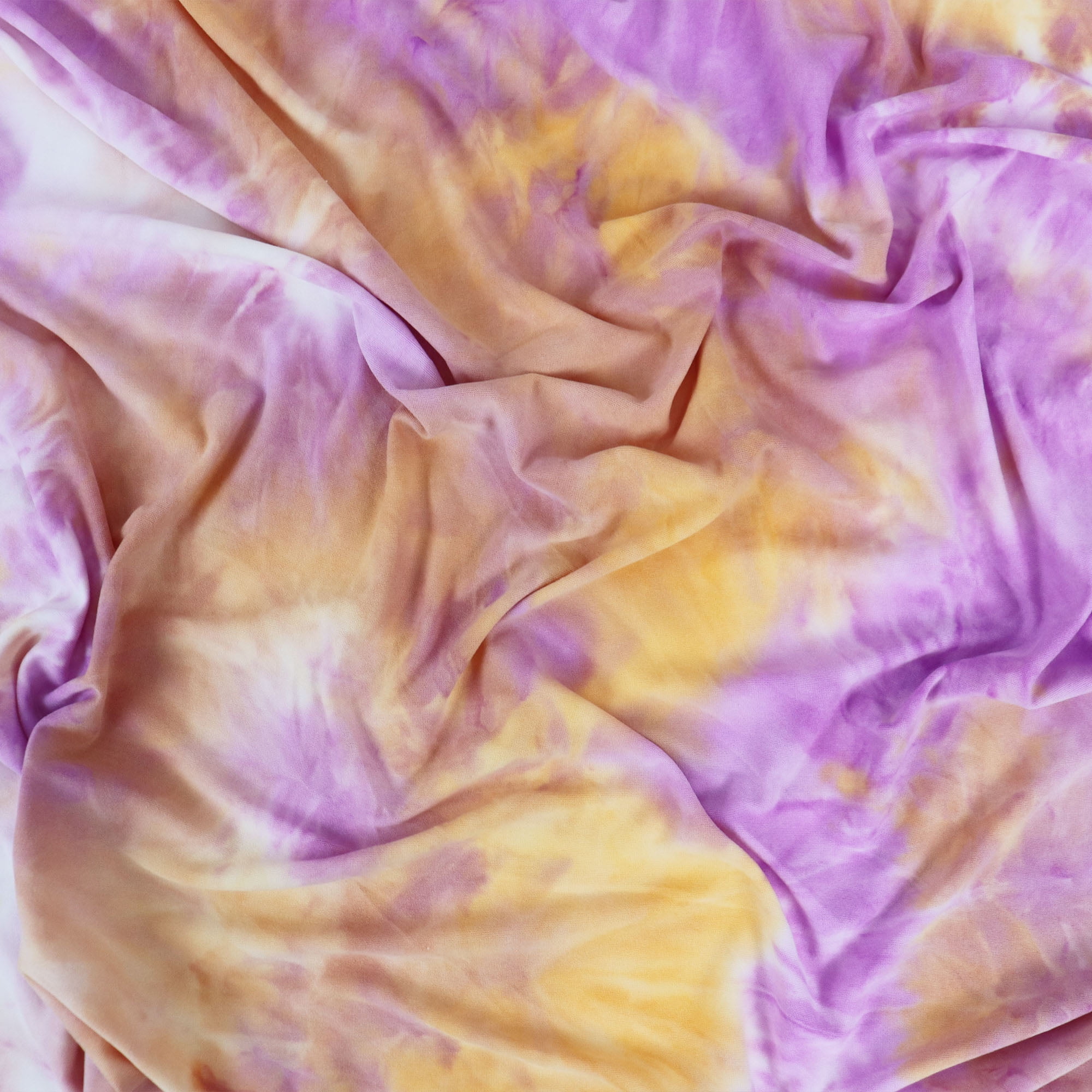 Romex Textiles Polyester Spandex Tie-Dye Knit Fabric - Purple/Yellow/Blue 