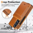 thumbnail image 5 of Dteck Wallet for Samsung Galaxy Z Fold 4 Case with Built-in Glass Screen Protector, Soft PU Leather Card Holder Flip Kickstand Protective Case for Z Fold 4 5G,Brown, 5 of 7