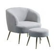 thumbnail image 5 of 28.75'' Wide Modern Wool Accent Armchair With Ottoman & Gold Leg-Light Gray, 5 of 7