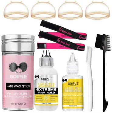 GOIPLE 11Pcs Wig Glue Installation Kit for Lace Frotal, Wigs, Toupees, Strong Hold Glue Adhesive for Wigs and Hair Systems Invisible Bonding, Includes Hair Glue Adhesive, Wig Remover Dissolver