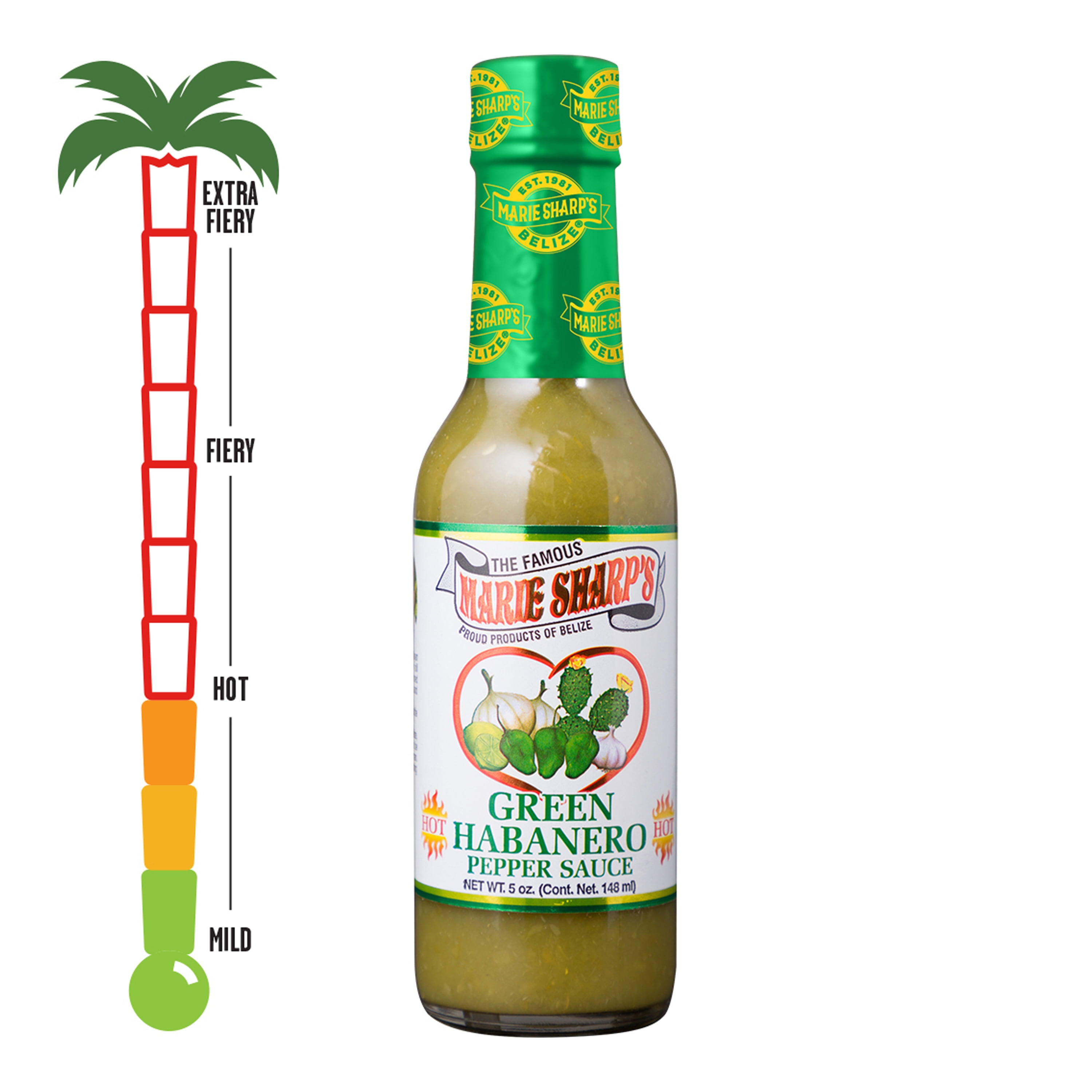 (3 pack) Marie Sharp's Green Habanero, Pepper Hot Sauce, 5oz