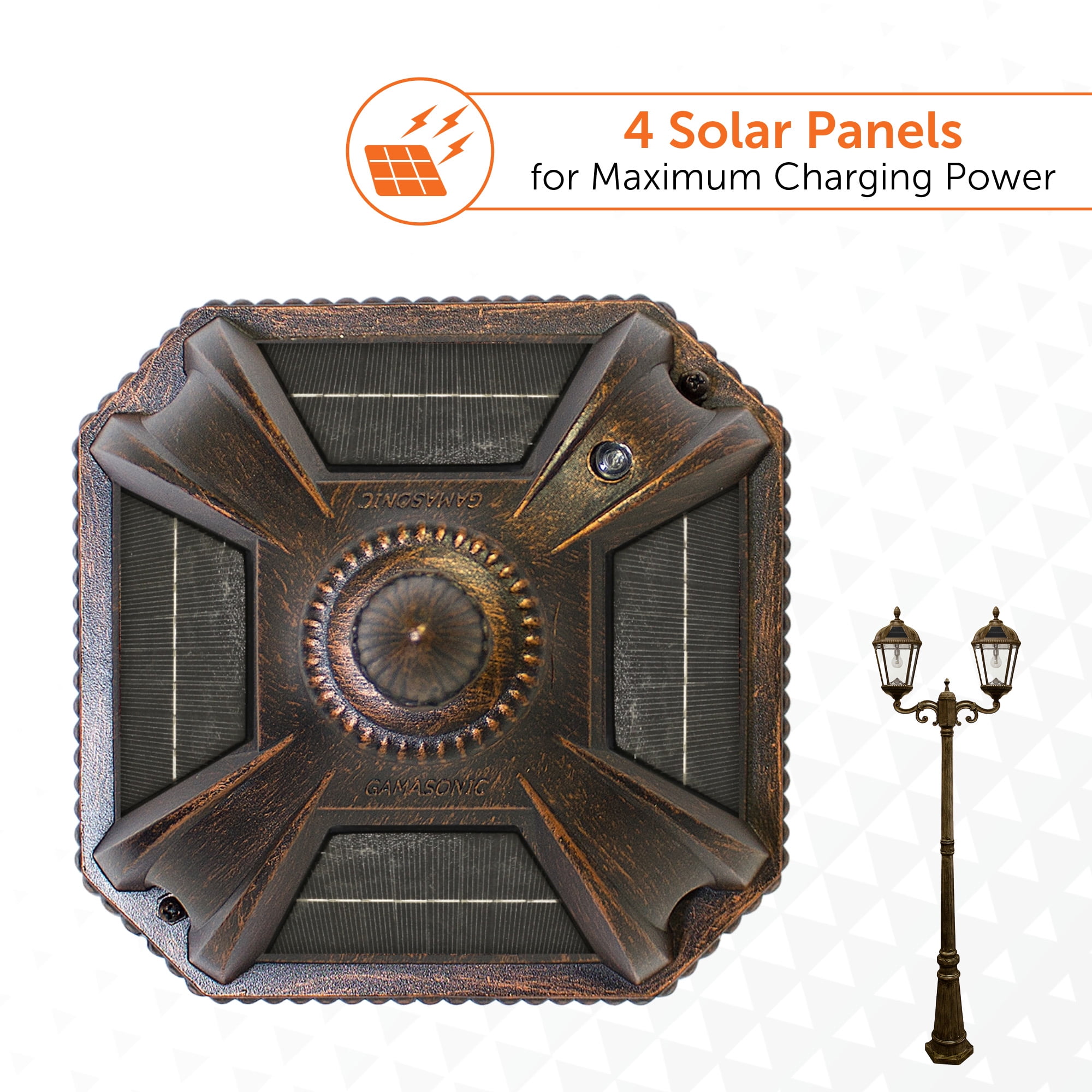 Gama Sonic Outdoor Solar Lamp Post Light Kit, Royal Bulb 300 Lumens, Double Head Weathered Bronze Cast Aluminum and Clear Beveled Glass Post Lamp, Light Pole, and Warm White Light 2700K, 98B302
