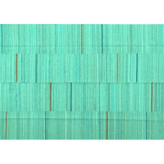 Ahgly Company Machine Washable Indoor Rectangle Abstract Turquoise Blue Contemporary Area Rugs, 7' x 9'