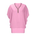 thumbnail image 7 of Fesfesfes Women's Print Color T-Shirt Three-Quarters Sleeve V-Neck Pullover Tops with Buttons Down Hem Fashion for Fall Outdoor Blouses(Pink#2,2XL), 7 of 7