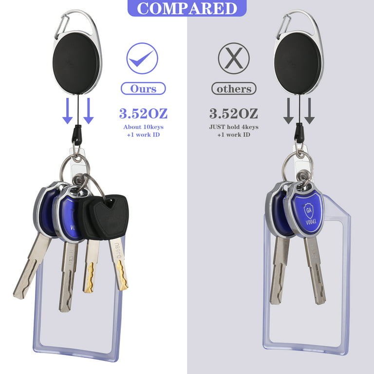  Retractable Badge Holder Carabiner Reel Clip On Id Card  Holders (Black, 2 Pcs) : Office Products