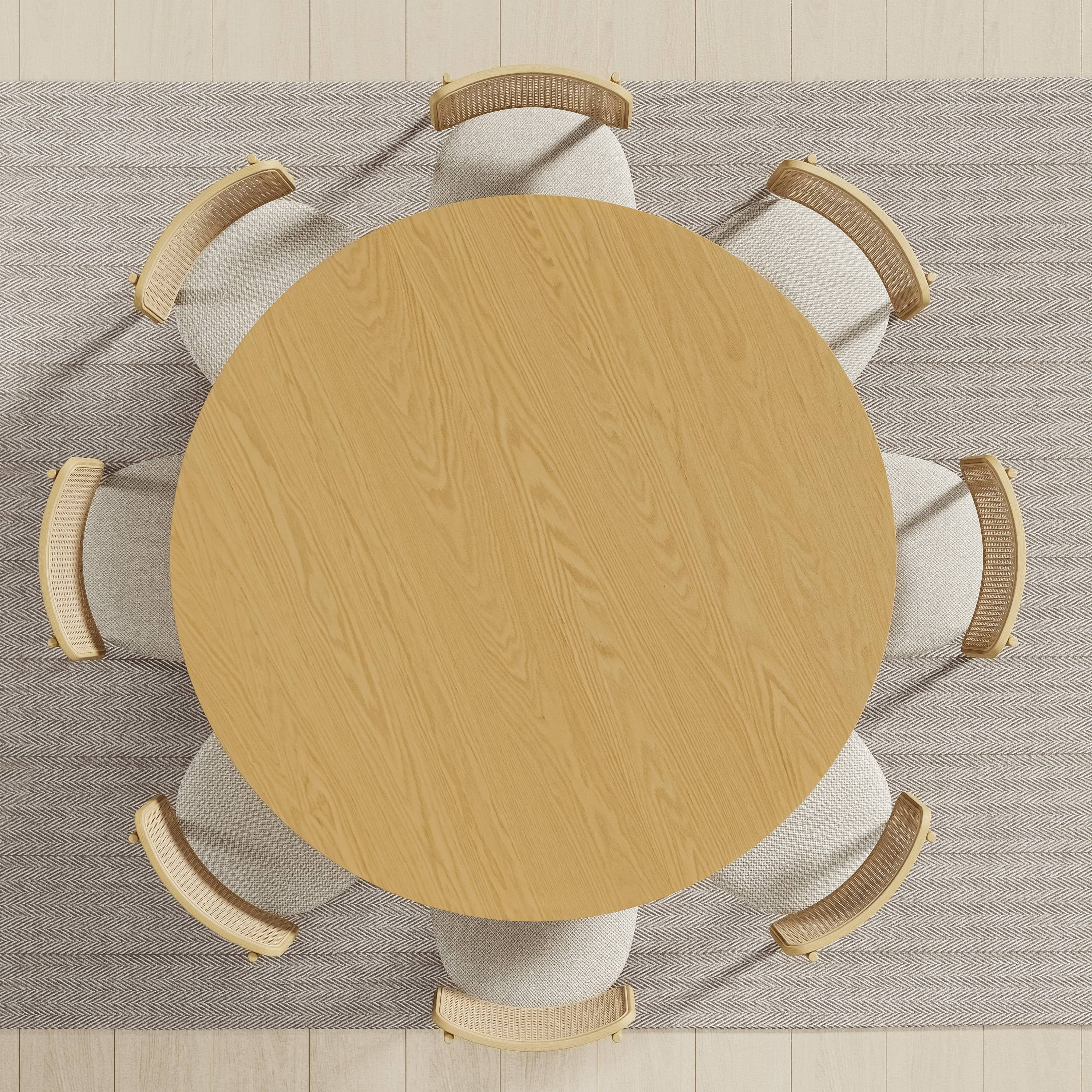 MAYEERTY 60" Round Dining Tables, Mid-Century Dining Table for Dining Room Kitchen, Natural Wood