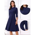 thumbnail image 2 of DARING DIVA Women's Vintage 3/4 Sleeve Church Semi Fit and Flare Dress S Deep Blue, 2 of 6
