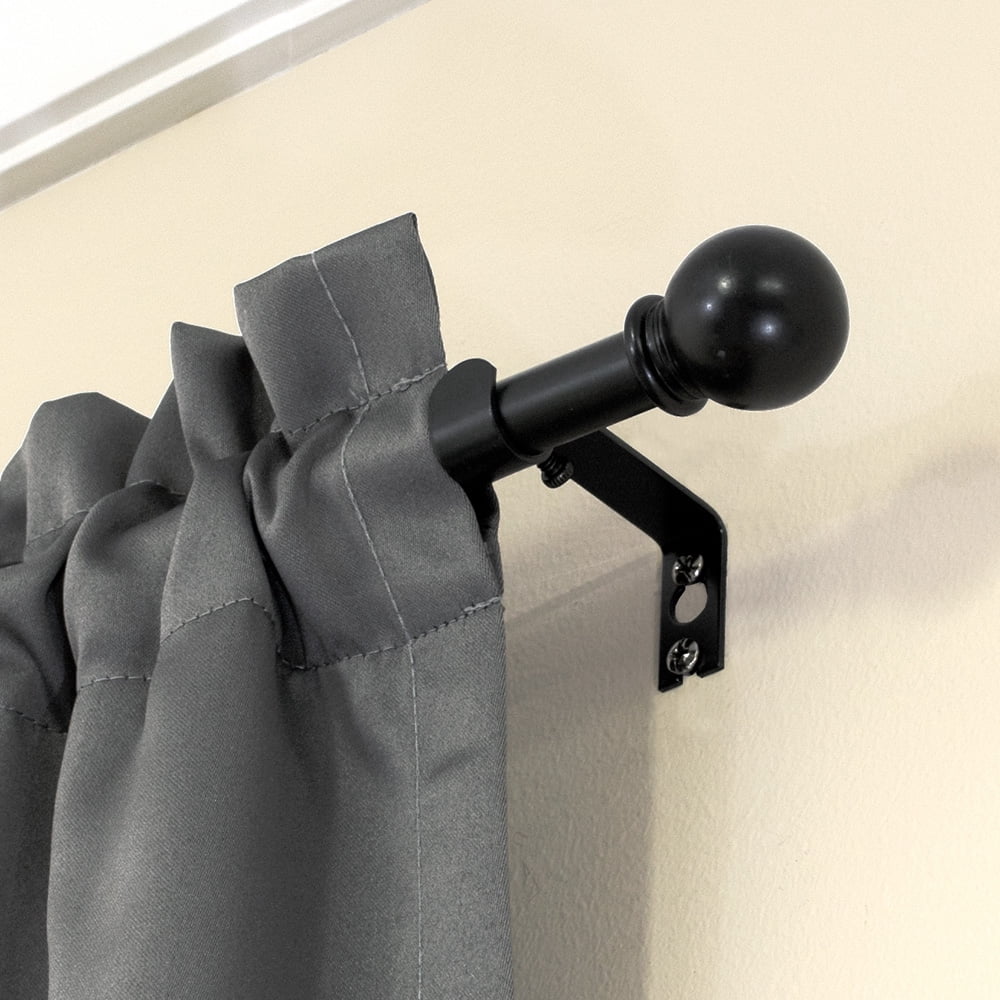 Mainstays 5/8" Black Ball Single Curtain Rod, 28-48"