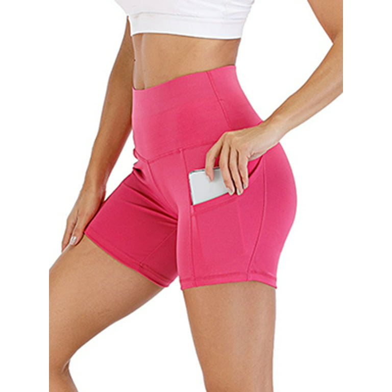 Women Athletic Active Yoga Short Shorts Booty Shorts Mini Hot Pants Sport  Leggings Quick Dry Activewear Workout Sweat Running Shorts with pockets 