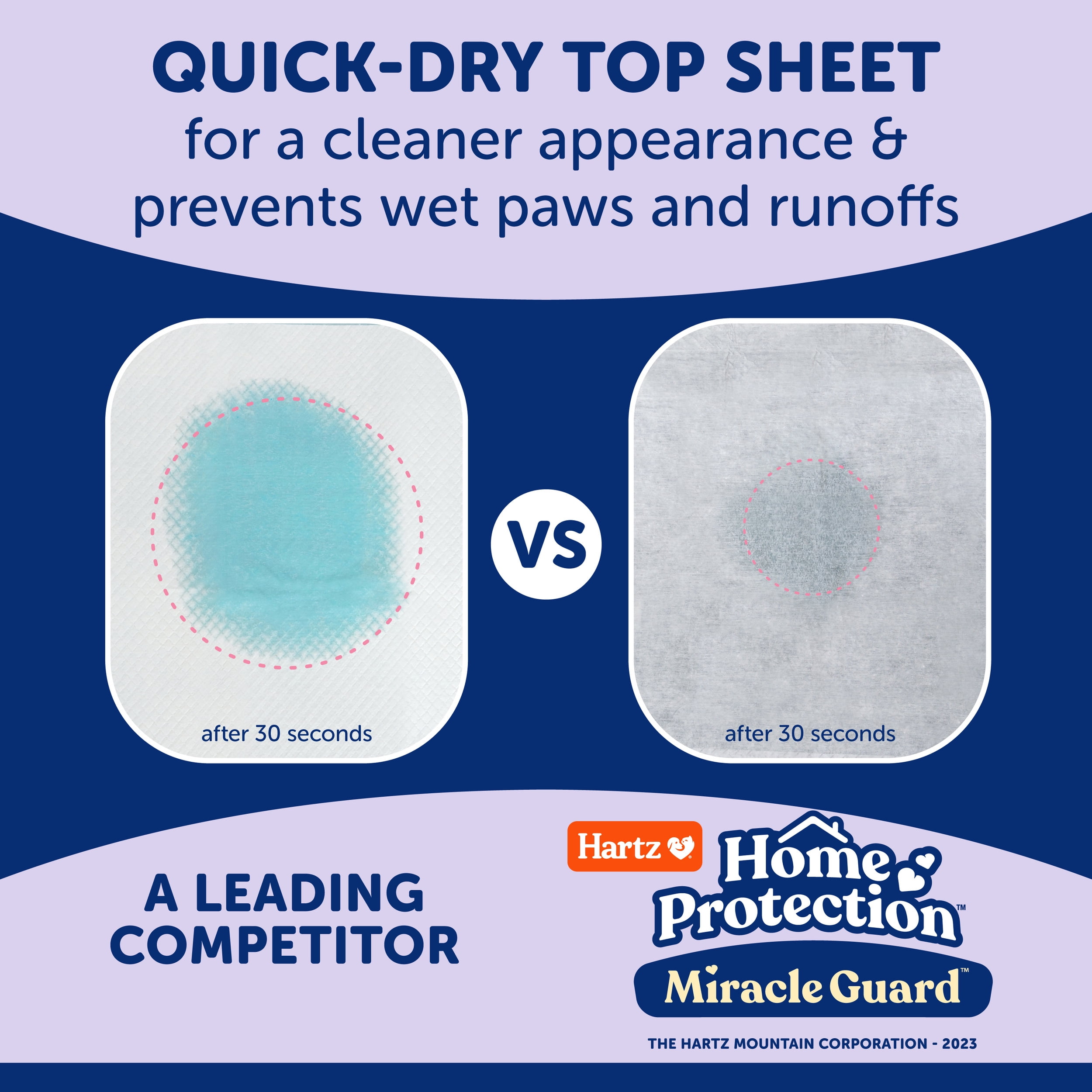 Hartz Miracle Guard Dog and Puppy Pads Max Absorbency 24 Hour Use Odor Eliminating Lavender Scented No Leaks, Regular, 50 Count
