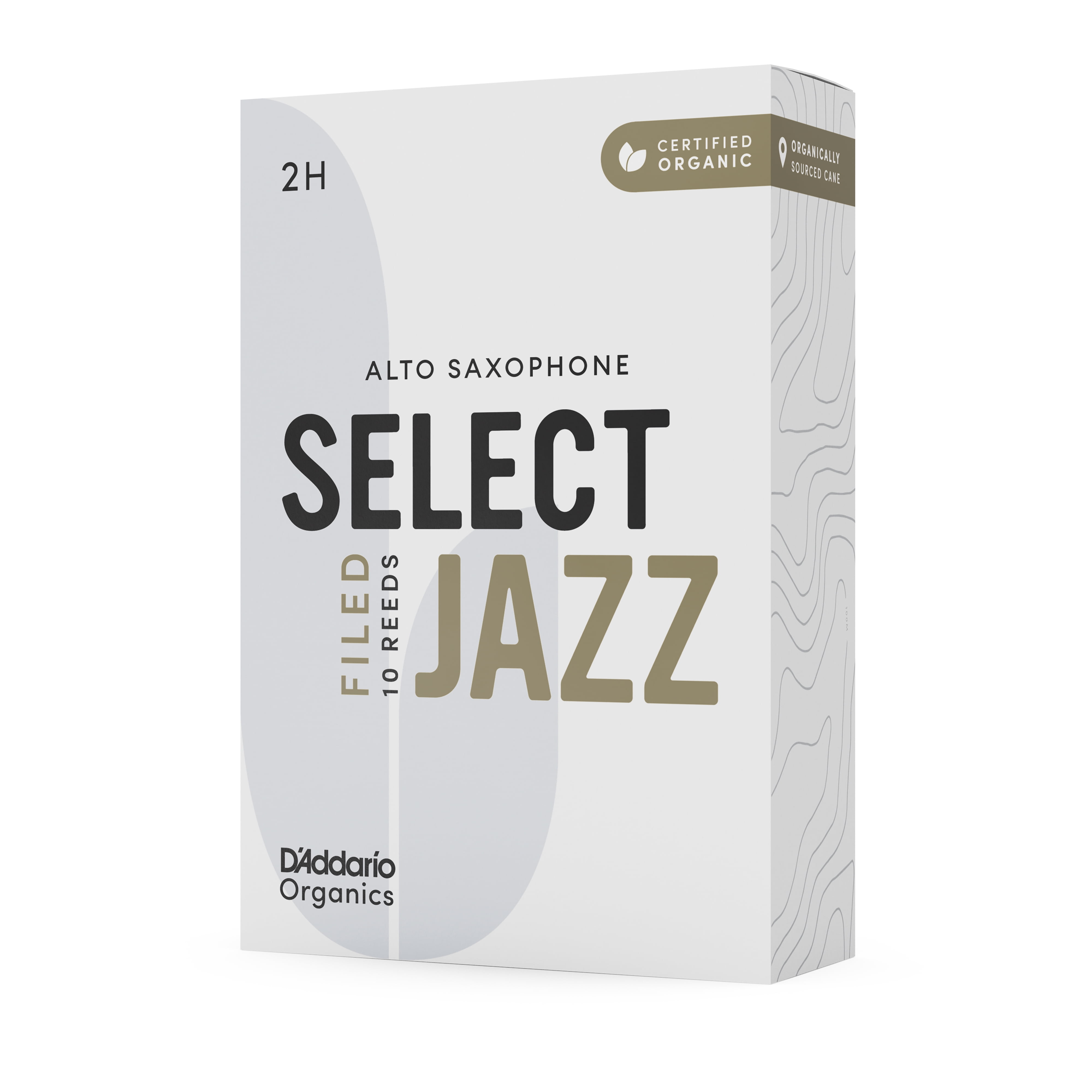 D'Addario Organic Select Jazz Filed Alto Sax Reeds, Strength 2 Hard, 10-pack