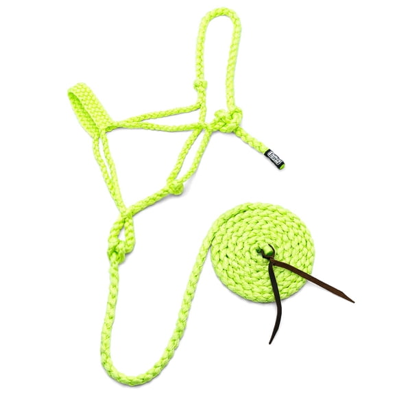 Jeffers Braided Mule Tape Halter with 10 ft Lead Rope for Horses 750–1200 lb - Full Size Adjustable Knot Horse Halter, Equestrian Training Tack for Riding, Trail, Western, Barn, Stable – Lime Green