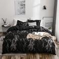 thumbnail image 4 of Juego de 2 uds de funda de edredón de poliéster con funda de almohada, juego de cama de mármol, talla única UE (negro), 4 of 14