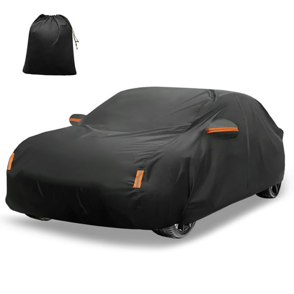 Unique Bargains Car Cover 210D-PU Oxford Outdoor Full Car Cover All Weather Waterproof Windproof Sun Protection with Driver Door Zipper Black for Honda Civic Sedan/Coupe 1991-2024