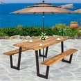 thumbnail image 3 of Pemberly Row Patented Picnic Table with 2 Benches 70'' Dining Table Yellow, 3 of 9