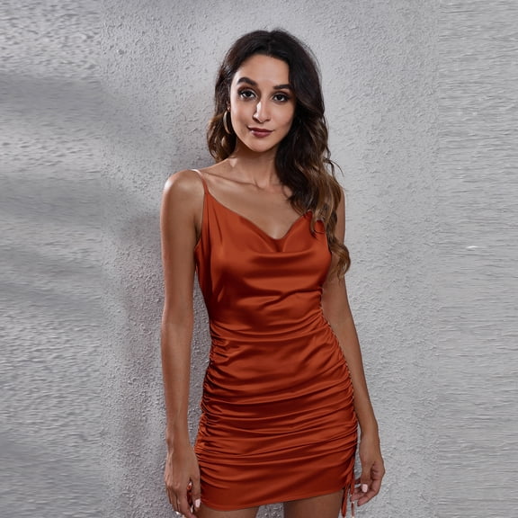 Women Draw String Backless Bodycon Dress