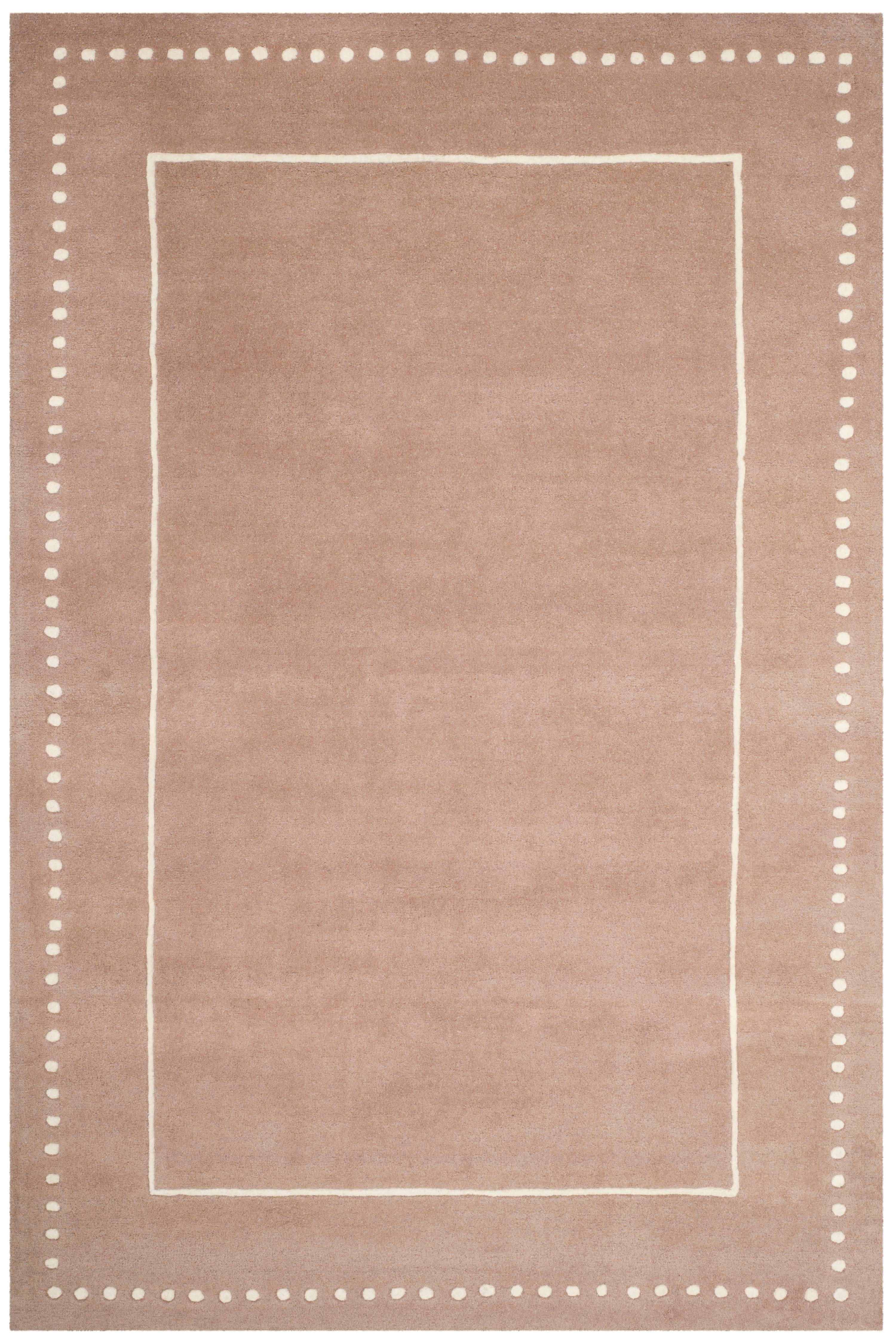 SAFAVIEH Bella Danita Plain Dotted Bordered Wool Area Rug, Beige/Ivory, 5' x 8'