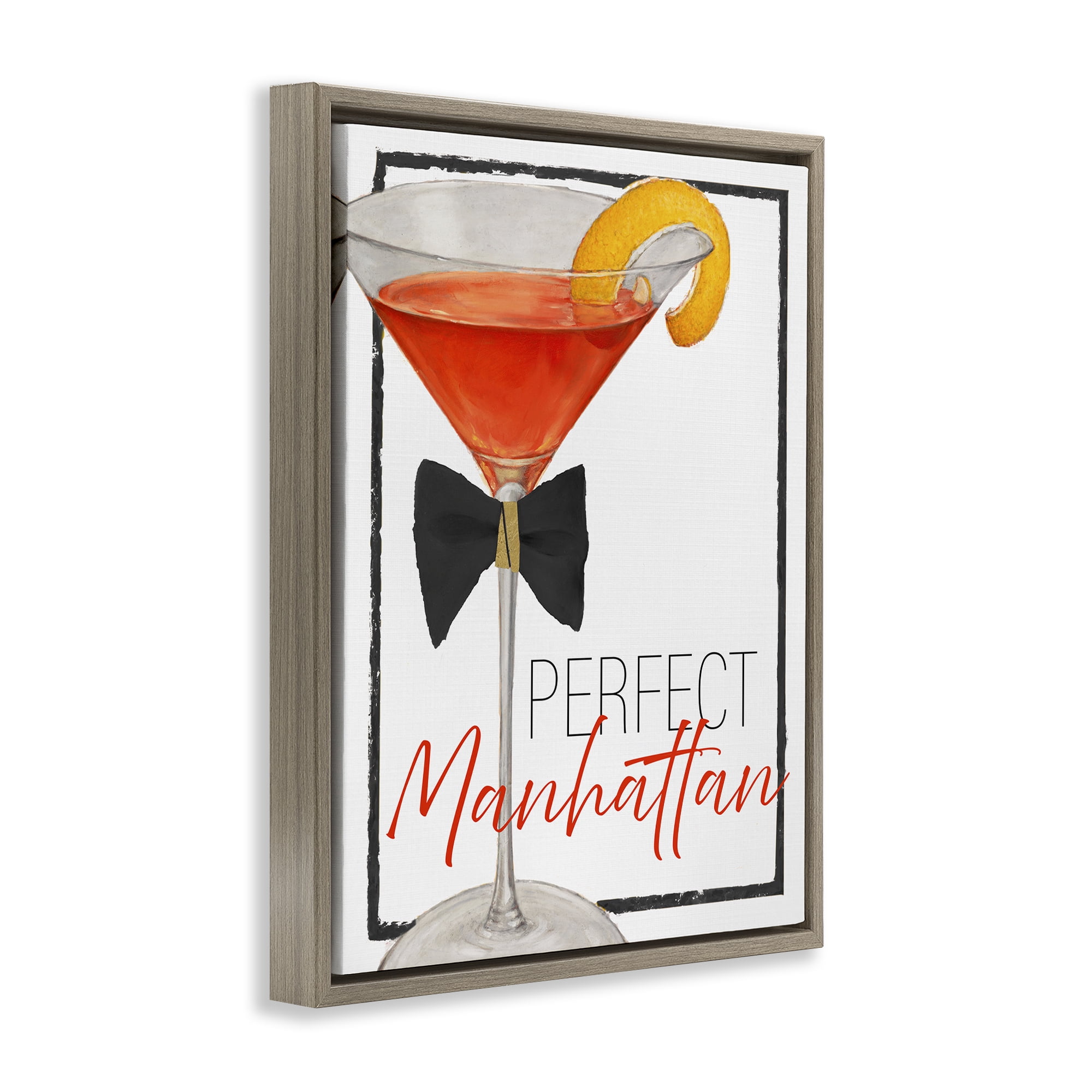 Stupell Industries Perfect Manhattan Cocktail Brown Framed Floater Canvas Wall Art, design by Lorenzo Collective