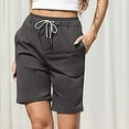 thumbnail image 7 of Edvintorg Shorts Women Solid Leisure High Waist Beach Shorts With Drawstrings Summer Clearance Casual Loose Knee-Length Bottoms Black Sports Shorts Streetwear, 7 of 7