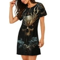 thumbnail image 2 of Fotbe Vintage Ornate Skull Pattern Women's Cotton Nightgown Sleepwear Short Sleeves Shirt Casual Print Sleepdress, 2 of 6