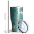 thumbnail image 2 of 30oz Blue Fantasy Creatures Pattern Tumblers Stainless Steel Tumbler with Lid and Straw,Vacuum Insulated Double Wall Travel Tumbler Cups Mug with Cleaning Brush for Coffee,Tea, 2 of 7