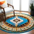 thumbnail image 3 of SAFAVIEH Vintage Hamadan Serapi Oriental Area Rug, Blue/Ivory, 6'7" x 6'7" Round, 3 of 9