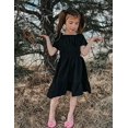 thumbnail image 4 of Arshiner Girls Tie Back Short Sleeve Ruffle Hem Off Shoulder Casual Black Dress, 4 of 5