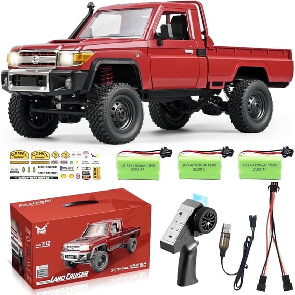 AOBAIWO MN82 RC Crawler RC CAR 4x4 2.4GHz 4WD Off-Road Pick-up Truck RTR with 3 Upgraded 1200mah Battery
