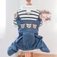 thumbnail image 3 of Anillo para mascotas, ropa para cachorros, ropa para gatos, pantalones con tirantes, nueva tracción en el pecho, espalda, jeans con cabeza de oso, blanco y negro, 3 of 5