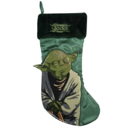 Star Wars Green Yoda Christmas Stocking Satin & Fur Holiday Decor