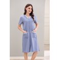 thumbnail image 5 of Richie House Women Zipper Robe Loungewear Short Sleeve Sleepwear Housecoat Bathrobe RHW2898-C-L, 5 of 7