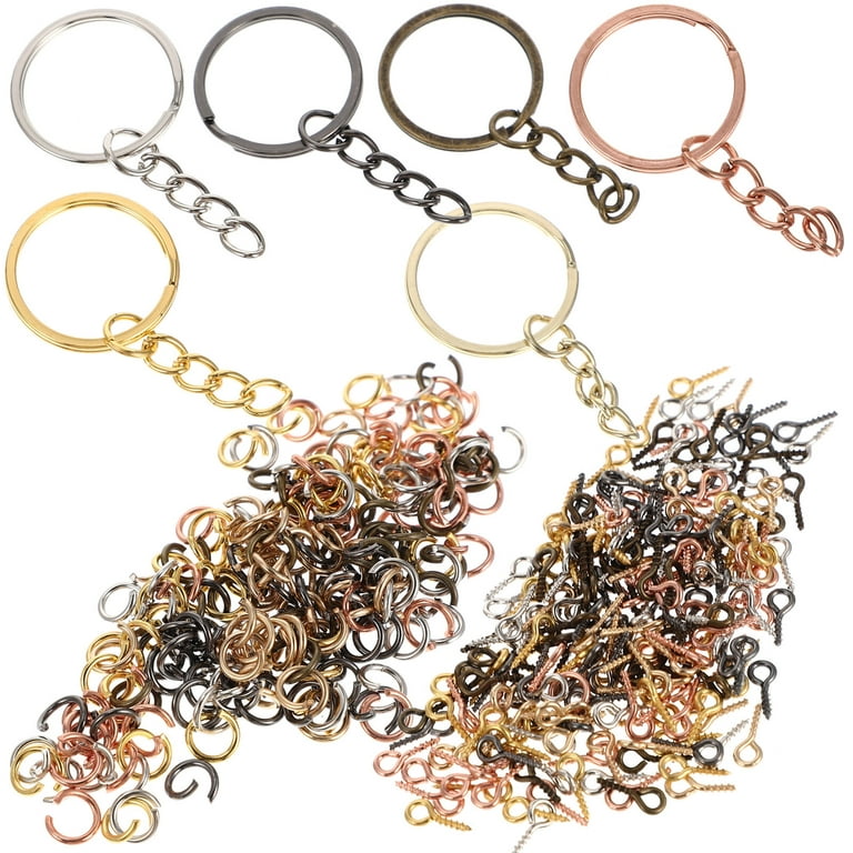 90pcs Keychain Making Kit With Key Rings, Chains, Open Jump Rings And Screw  Eye Pins For Diy Craft, Jewelry And Resin Keychain Making