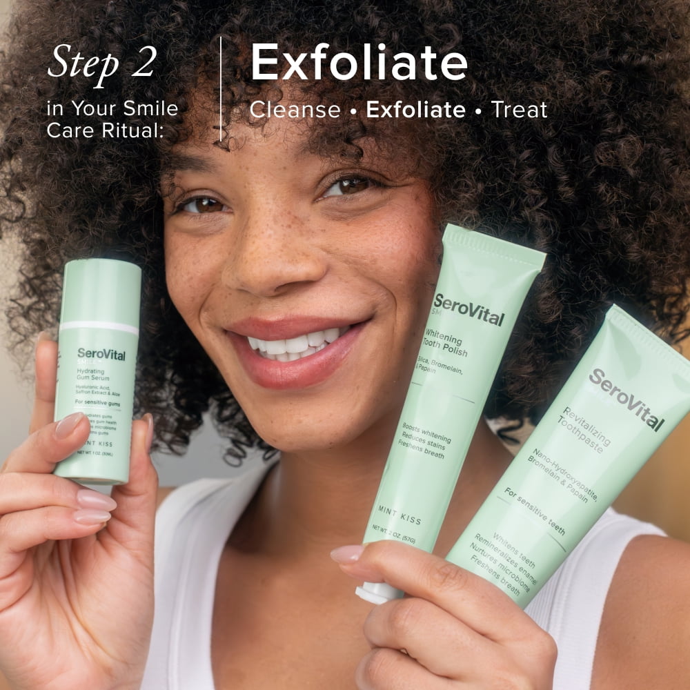 SeroVital Smile Whitening Tooth Polish—Silica and Plant Enzymes Remove Stains and Gently Polish, Freshen Breath with Botanical Oils, Formulated without Fluoride, for Sensitive Teeth, Mint Kiss
