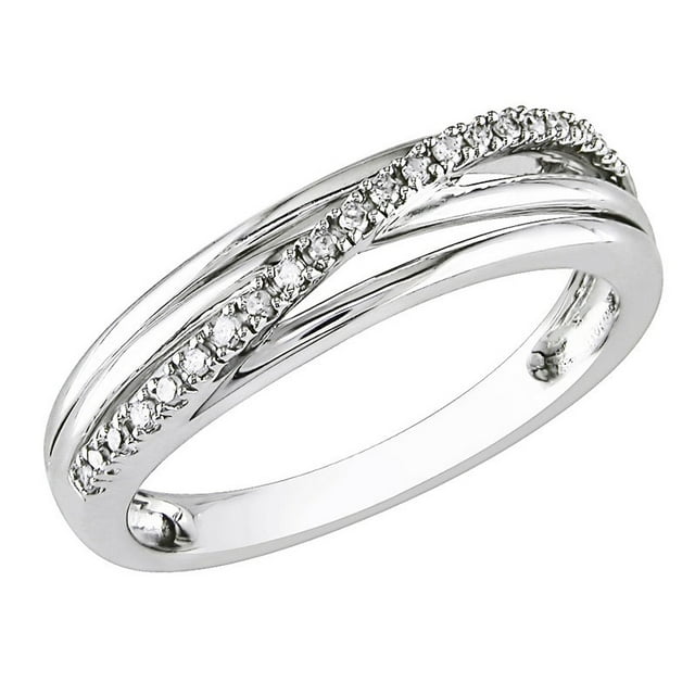 Bague de promesse de croisement de diamant accentuée en argent sterling