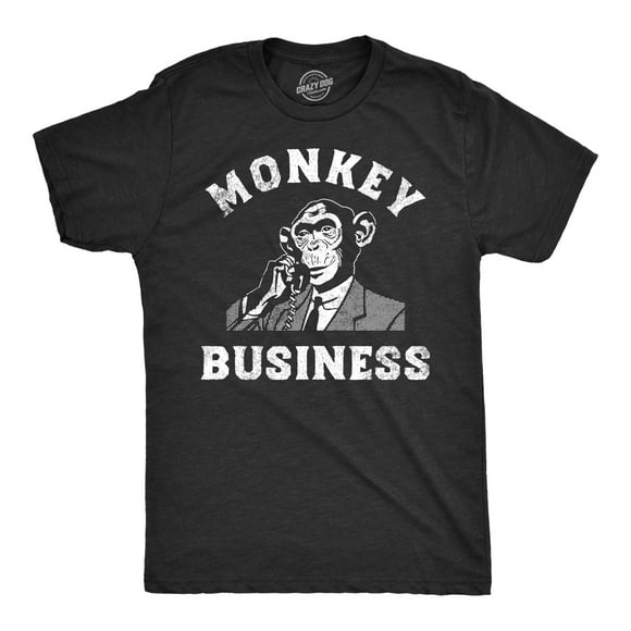 Mens Monkey Business T shirt Funny Primate Office Job Joke Tee for Guys (Heather Black - Monkey Business) - M