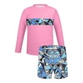 thumbnail image 4 of Bathing Suits for Teens Rash Guard Swimsuits Set for Boys Hawaiian Print Long Sleeve Swim Shirt with Swim Trunks Vacation Modest Two Piece Swim Set for 3-14Years, 4 of 7