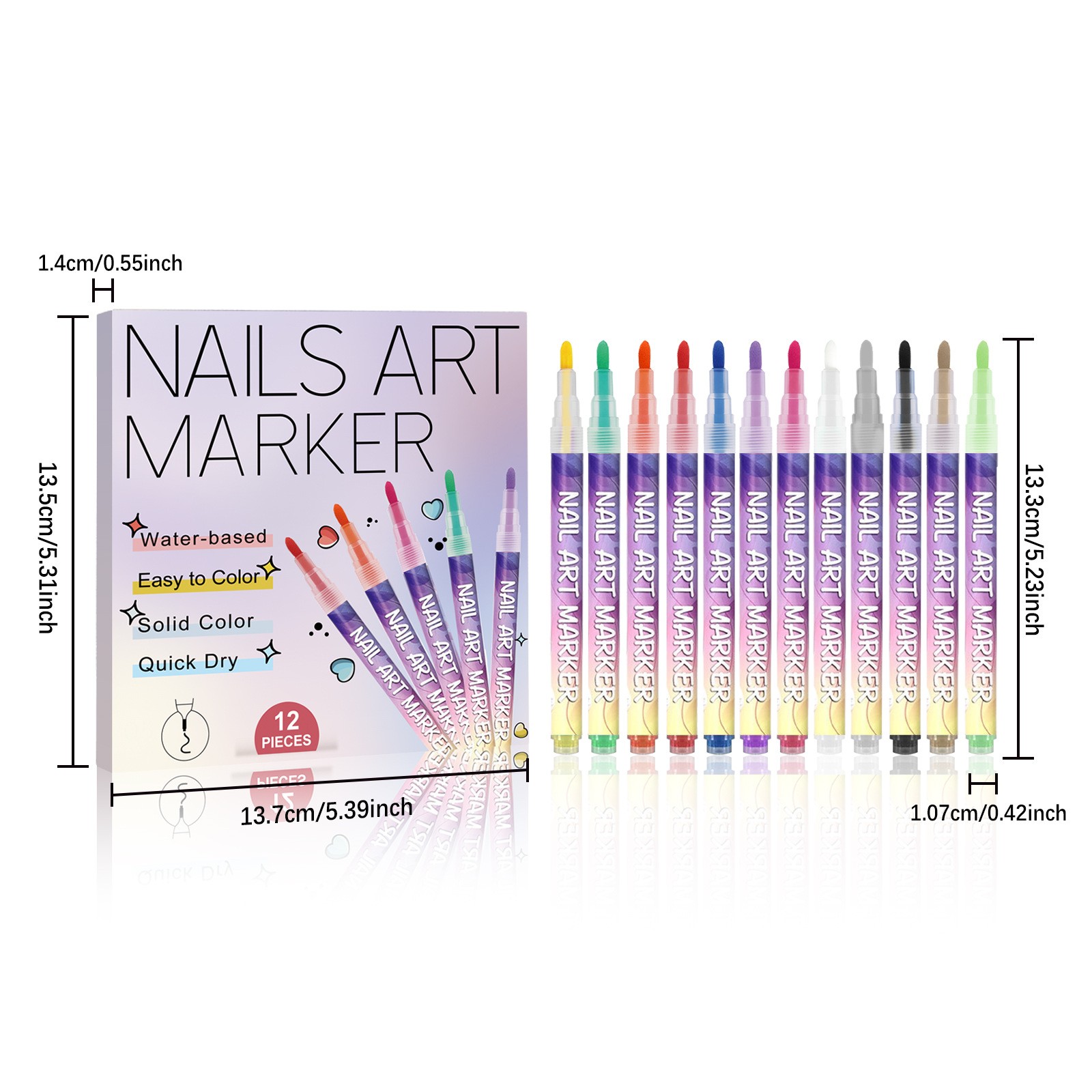 12 Colors Nail Art Pens Set, Nail Art Markers for Gel Nails, Nail Art Pens for Painting Nails, DIY Manicure Tools, Nail Art Pens for Kids, Birthday Holiday Gifts for Women (C)